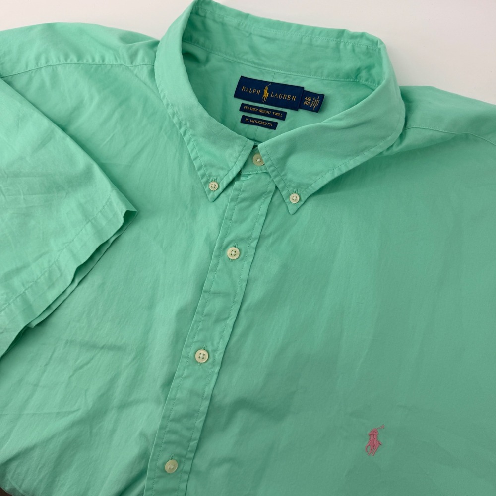Polo Ralph Lauren Button Down Mens 4XB Mint Green Featherweight Twill Untucked